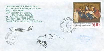LETTRE 1 ER VOL / FRANCE "Paris / Kilimandjaro, 1er avril 1989"