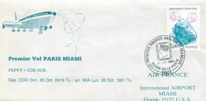 LETTRE 1 ER VOL / FRANCE "Paris / Miami, 25 octobre 1986"