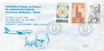 LETTRE 1 ER VOL / FRANCE "Mulhouse / Rome, 11 octobre 1988"