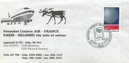 LETTRE 1 ER VOL / FRANCE "Paris / Helsinki via Oslo"