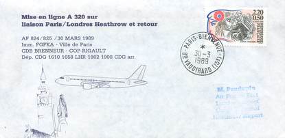 LETTRE 1 ER VOL / FRANCE "Paris / Londres, 30 mars 1989"