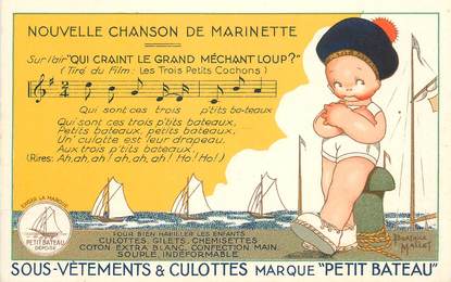 CPA ILLUSTRATEUR B. MALLET / PETIT BATEAU / PUBLICITÉ 