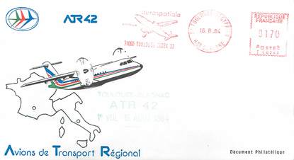 LETTRE 1 ER VOL / FRANCE "Toulouse / Blagnac, 16 aout 1984"