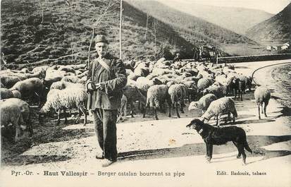 CPA FRANCE 66 " Haut Vallespir, Berger Catalan bourrant sa pipe".