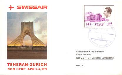 LETTRE 1 ER VOL / "Teheran / Zurich, 4 avril 1976"