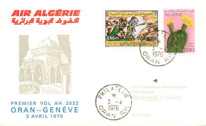 LETTRE 1 ER VOL / "Air Algérie, Orazn / Genève, 3 avril 1976"