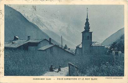 CPA FRANCE 74 "Argentière, L'église et le Mont Blanc".