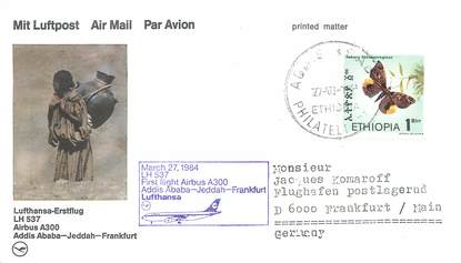LETTRE 1 ER VOL ALLEMAGNE / "Addis Ababa / Jeddah / Francfort"