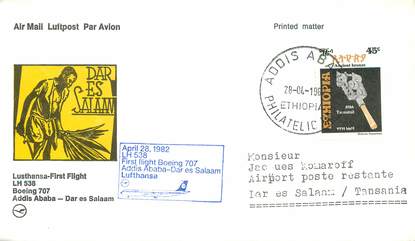 LETTRE 1 ER VOL / "Addis Ababa / Dae es Salaam, 28 avril 1982"