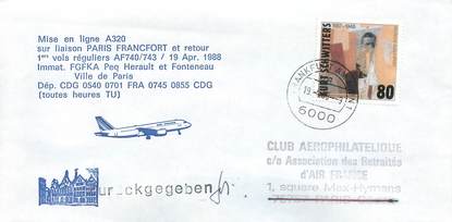 LETTRE 1 ER VOL / ALLEMAGNE "Paris Francfort, 19 avril 1988"