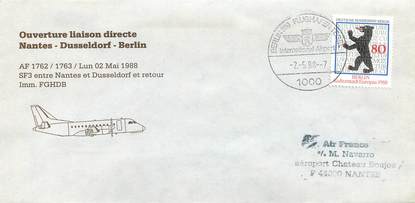 LETTRE 1 ER VOL / ALLEMAGNE "Nantes / Dusseldorf / Berlin, 2 mai 1988"