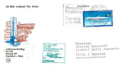 LETTRE 1 ER VOL / ALLEMAGNE "Francfort / Ibiza, 14 juin 1980"