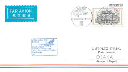 LETTRE 1 ER VOL / ALLEMAGNE "Francfort / Hamburg / Anchorage / Tokyo / Osaka, 2 novembre 1978"