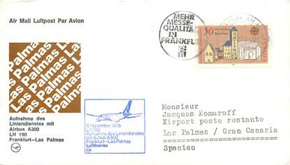 LETTRE 1 ER VOL / ALLEMAGNE "Francfort / Las Palmas, 5 novembre 1978"