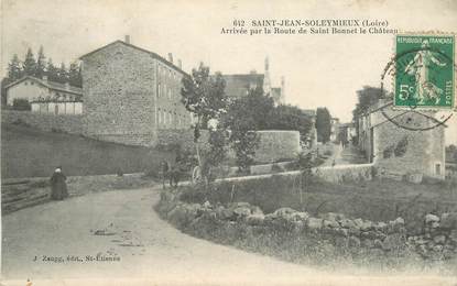 CPA  FRANCE 42 "Saint Jean Soleymieux, arrivée par la route de Saint Bonnet le Chateau"