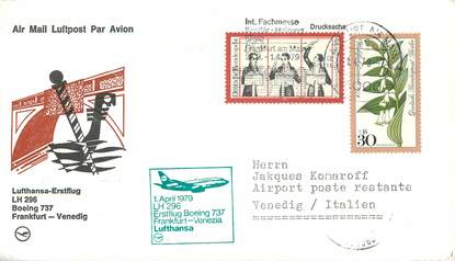 LETTRE 1 ER VOL / ALLEMAGNE "Francfort / Venise, 1er avril 1979"