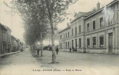 CPA FRANCE 69 "Ampuis, Ecole et Mairie".
