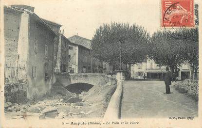 CPA FRANCE 69 "Ampuis, Le pont et la place".