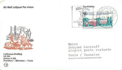 LETTRE 1 ER VOL / ALLEMAGNE "Francfort / Münich / Tunis, 7 avril 1978"