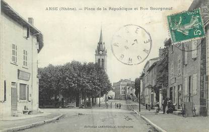 CPA FRANCE 69 "Anse, Place de la République et rue Bourgneuf".