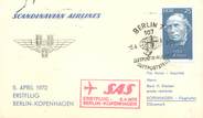 1 Er Vol LETTRE CARTE 1 ER VOL / ALLEMAGNE "Berlin / Copenhague, 5 avril 1972"