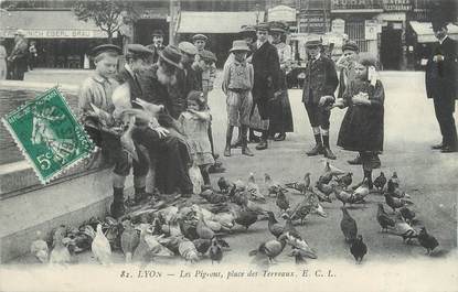 CPA FRANCE 69 "Lyon, Les pigeons Place des Terreaux".