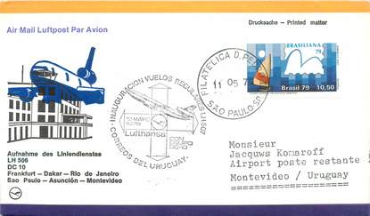 LETTRE 1 ER VOL / AMERIQUE DU SUD "Francfort / Dakar / Rio de Janeiro / Sao Paulo / Asuncion / Montevideo, 12 mai 1979"