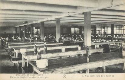 CPA FRANCE 69 "Lyon, L'éclairage électrique, Usine de matériel de guerre, Vue intérieure de la cantine".