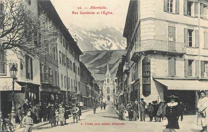 CPA FRANCE 73 "Albertville, Rue Gambetta et l'église".