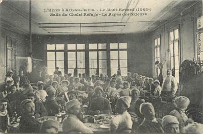 CPA FRANCE 73 "Aix les Bains, Salle du châlet refuge au Mont Revard, le repas des skieurs".