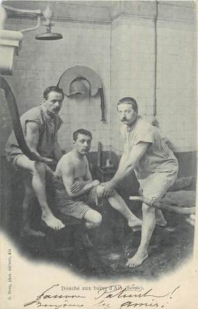 CPA FRANCE 73 "Aix les Bains, La douche aux bains". / MASSEURS KINE