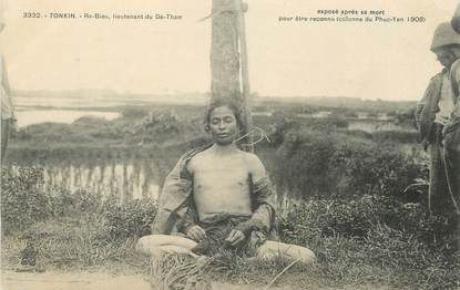 CPA INDOCHINE "Tonkin, lieutenant du Dé Tham exposé après sa mort 1909"