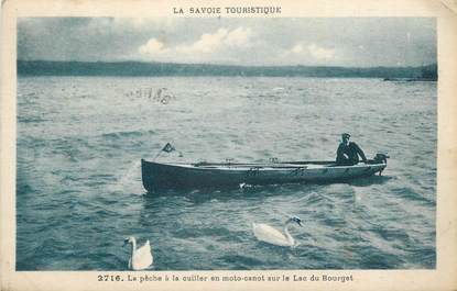 CPA FRANCE 73 "Le Bourget du Lac, La pêche à la cuiller en moto-canot sur le Lac'.