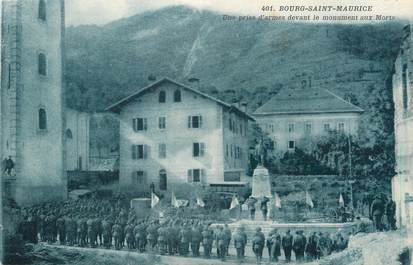 CPA FRANCE 73 "Bourg St Maurice, Une prise d'armes devant le monument aux morts".