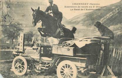 CPA FRANCE 73 "Chambéry, Exercices de sauts au 4ème dragon, le saut de l'automobile".