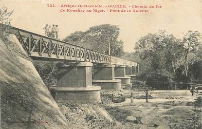 CPA GUINÉE "Chemin de fer, pont de la Kolente" / FORTIER