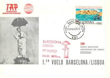 LETTRE 1 ER VOL / ESPAGNE "Barcelone / Lisbonne, 23 mai 1980"