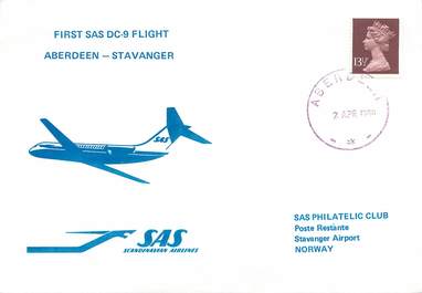 LETTRE 1 ER VOL / GRANDE BRETAGNE "Aberdeen / Stavanger, 2 avril 1980"