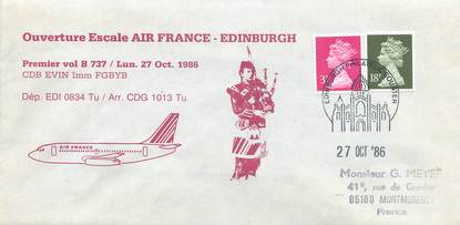 LETTRE 1 ER VOL / GRANDE BRETAGNE "Edinburgh, 27 octobre 1986"