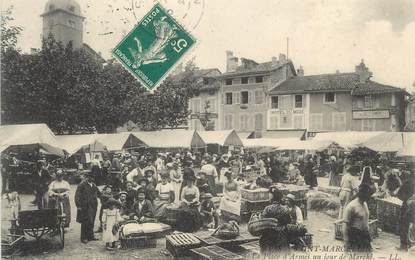 CPA FRANCE 38 "St Marcellin, La place d'armes un jour de marché".