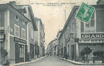 CPA FRANCE 38 " St Marcellin, Hôtel de France et grande rue".