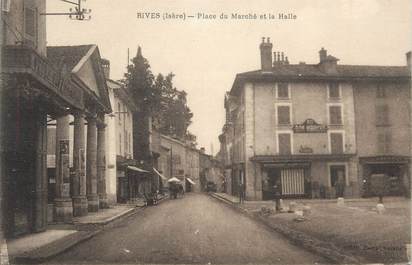CPA FRANCE 38 " Rives, Place du marché et la halle".