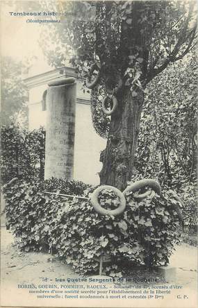 CPA FRANCE 75 " Paris 14ème, Cimetière de Montparnasse, Les quatre sergents de la Rochelle".