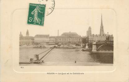 CPA FRANCE 76 " Rouen, Le quai et la cathédrale".