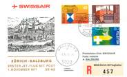 1 Er Vol LETTRE 1 ER VOL / SUISSE "Zürich / Salzburg, 1er novembre 1977"