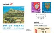 1 Er Vol LETTRE 1 ER VOL / SUISSE "Zürich / Ankara, 2 avril 1980"