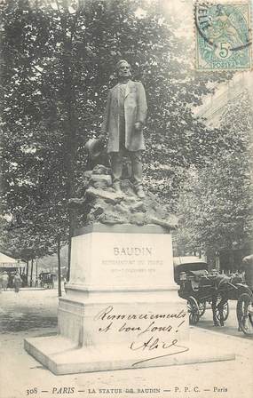 CPA FRANCE 75 " Paris 12ème, Statue de Baudin". / MEDECIN