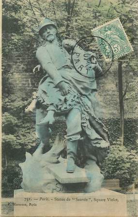 CPA FRANCE 75 " Paris 15ème, Statue de Sauvée, Square Violet".