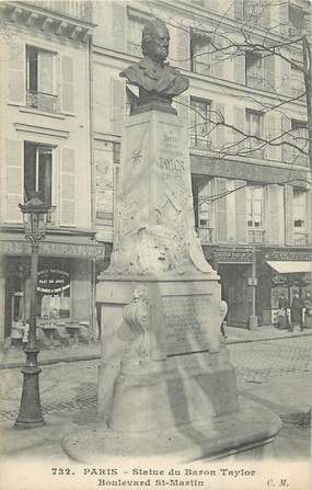 CPA FRANCE 75 " Paris 10ème, Statue du Baron Taylor". / HOMME D'ART