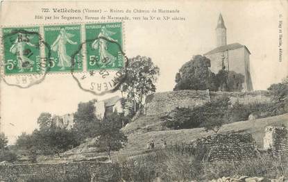 CPA FRANCE 86 "Vellèches, Ruines du château de Marmande". / CACHET AMBULANT